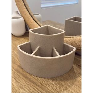 Stone Beige Faux Multi-Compartment Organizer